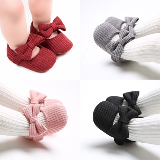 0-1 Years Newborn Baby Girls Bow-knot Shoes Anti-skid Prewalker