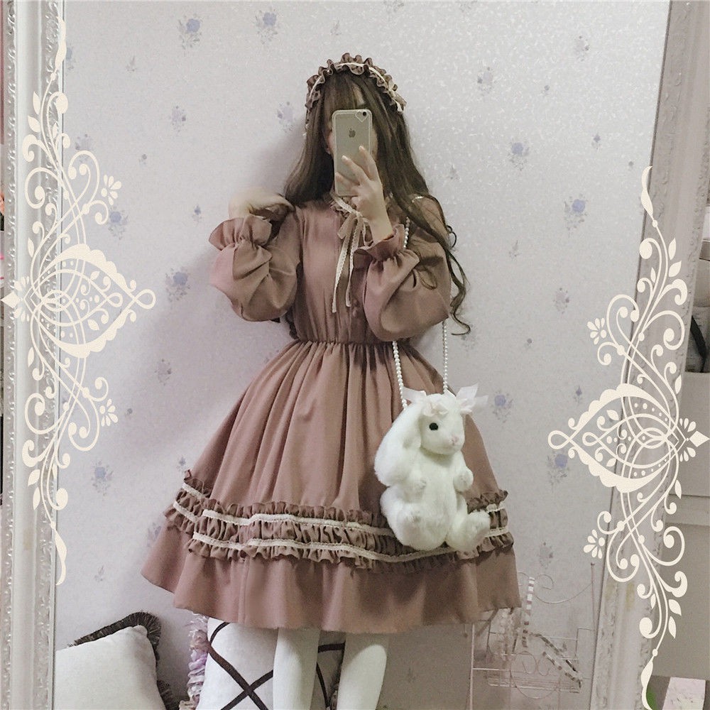 Homemade Victorian Medieval Lolita Lolita Soft Girl Retro Temperament Long  Sleeve Op Dress | Shopee Malaysia