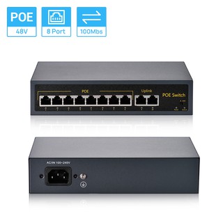 Hamrol POE Switch 48V with 8 100Mbps Ports IEEE 802.3 af/at ethernet Switch Suitable for IP Camera/POE Camera Security System Power Over Ethernet Max 250M
