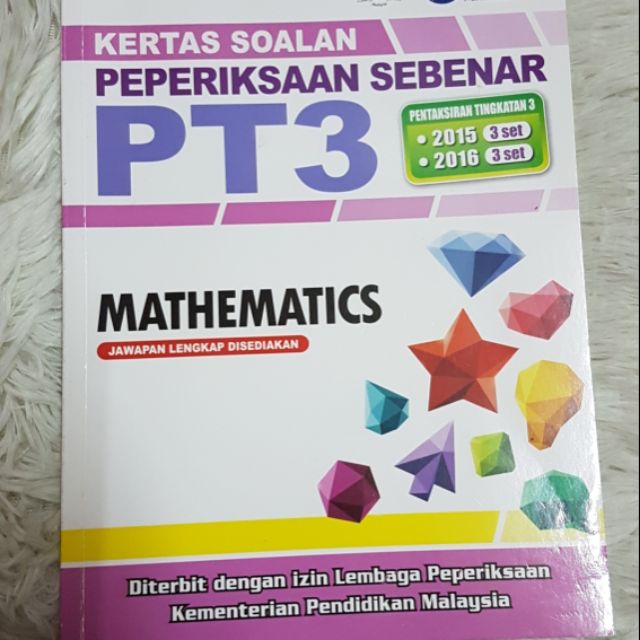 Preloved Kertas Soalan Peperiksaan Sebenar Pt3 2015 2016 Matematik Shopee Malaysia