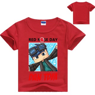 Yellowred Roblox Red Nose Day Dan Tdm Short Sleeve T Shirt Tee Tops - autumn roblox t shirt for kids boys sweayshirt for girls clothing red nose day costume hoodied sweatshirt long sleeve tees