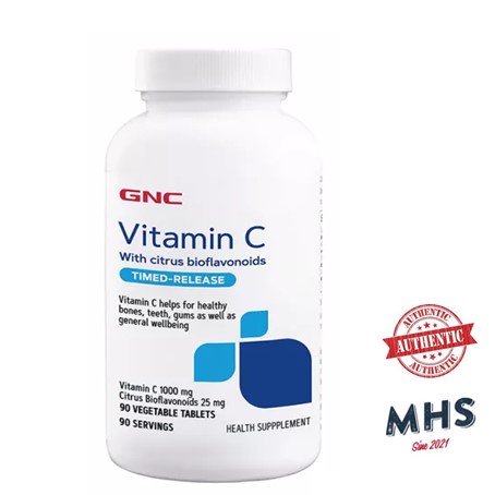 GNC Vitamin C 1000mg With Bioflavonoids Timed-Release (90s Vegetable ...