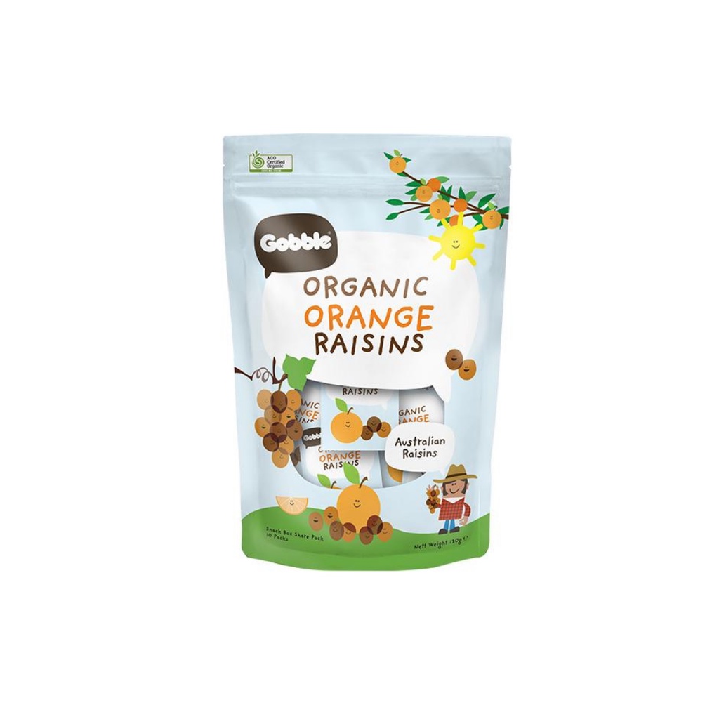 GOBBLE Minis Organic Orange Raisins 120g (10 packs per carton)