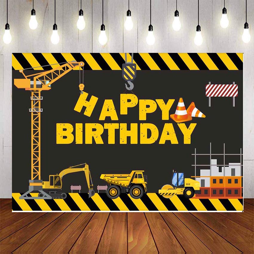 Construction Theme Birthday Party Photography Backdrop - Dump Truck Birthday  Background Cake Table Boy Birthday Decorations Custom Name Photo | Shopee  Malaysia