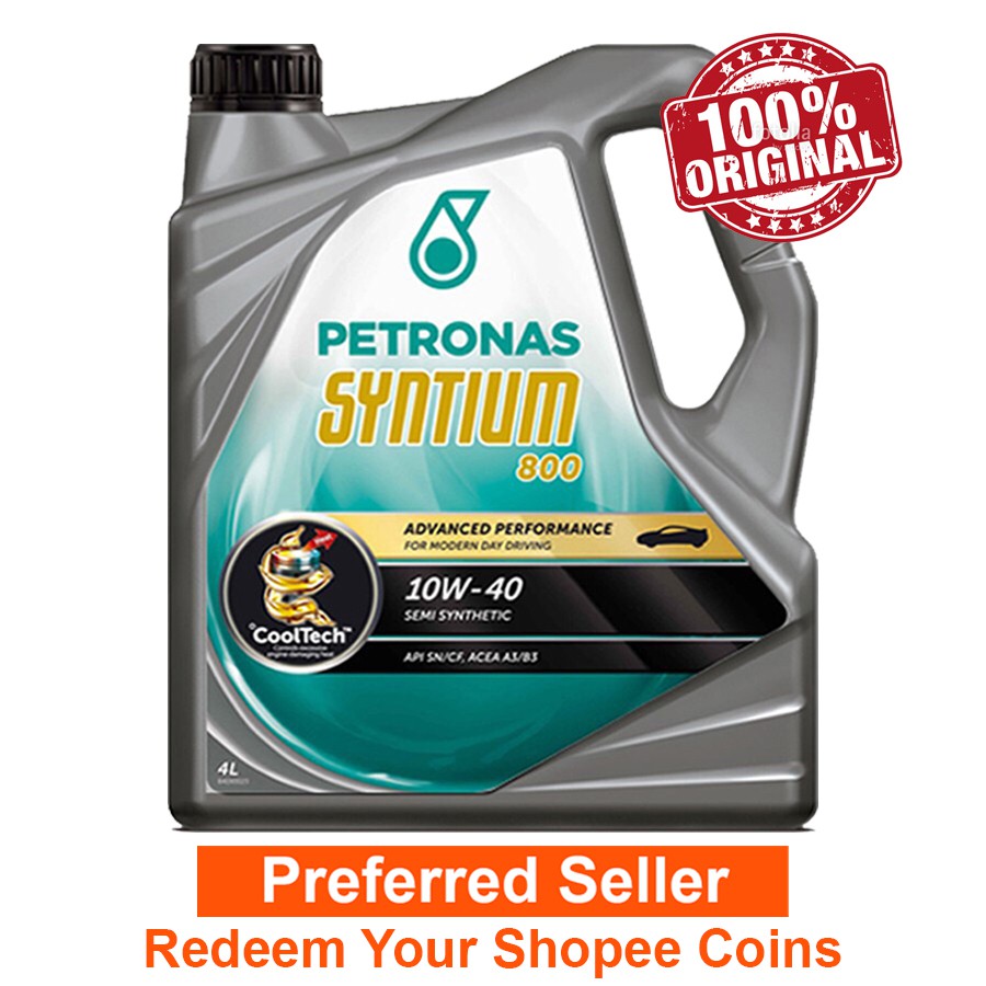 100 Original Petronas Syntium 800 10w40 Sn Cf Semi Synthetic 4l Engine Oil 10w 40 Shopee Malaysia