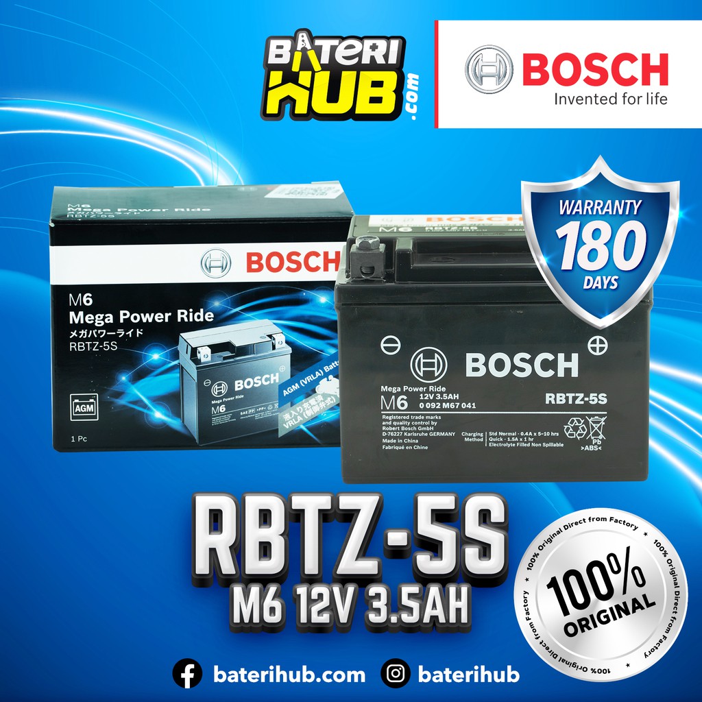 [ RBTZ-5S | YTZ5S-BS ] BOSCH VRLA AGM M6 MEGA POWER RIDE | Motor