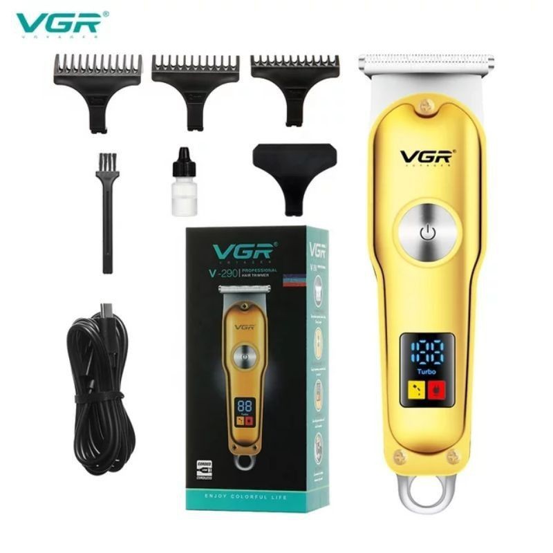 VGR V-290 Electric Shaver USB Charging Engraving Electric Clippers LED Smart Display Portable Oil Head Hair Clipper