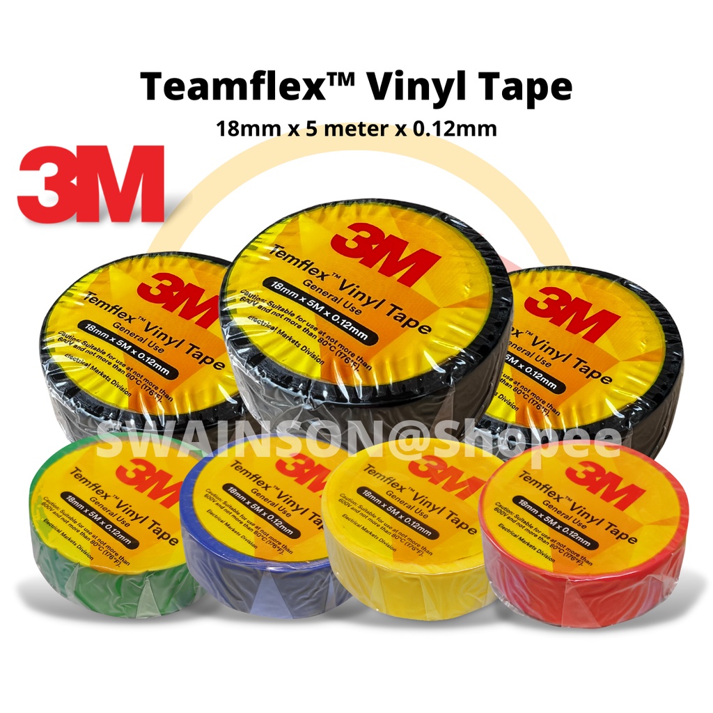 3M Teamflex Vinyl Tape PVC Electrical Tape Waterproof / Wire Tape ...