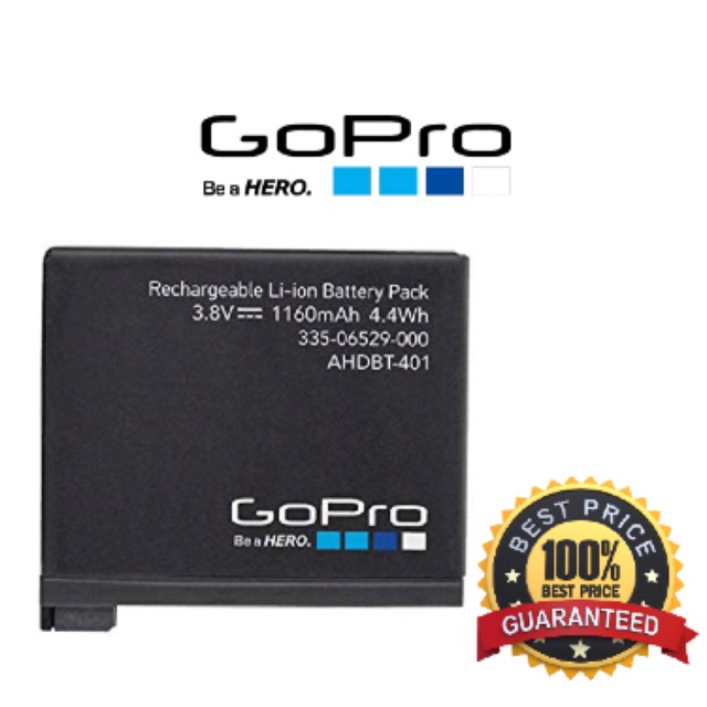 Gopro Hero4 Battery Gopro Hero 4 Battery Original Ahdbt 401 1160mah Shopee Malaysia