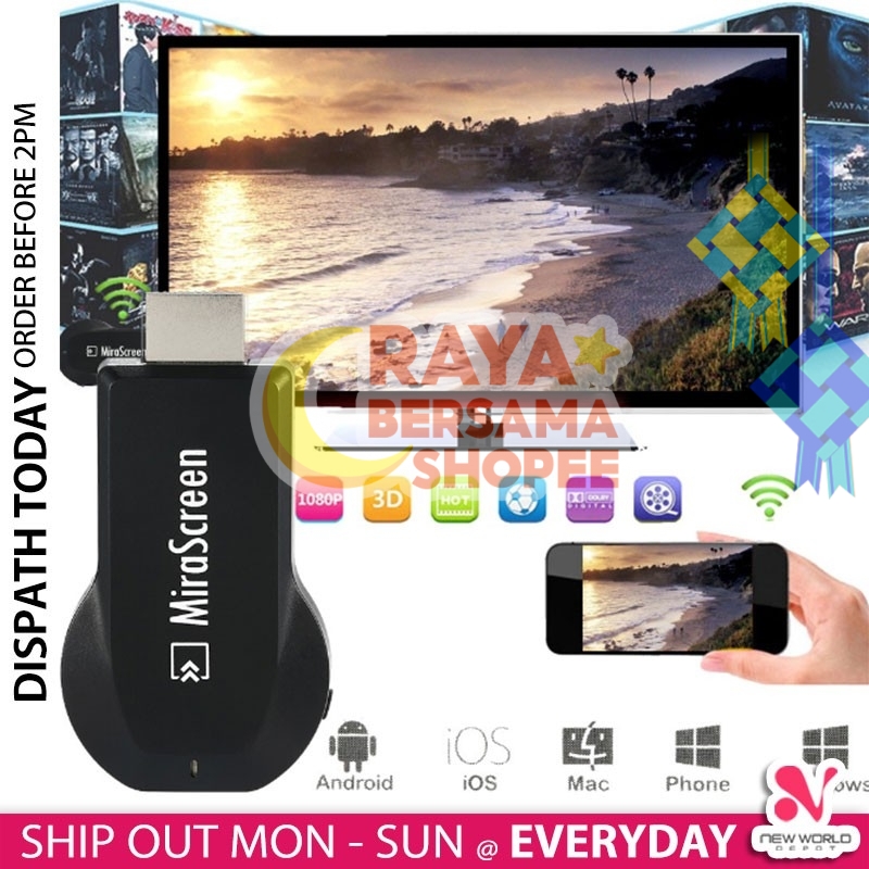Ori Mirascreen Phone Mirror Tv Screen Display Projector Like Mira Cast Miracast Anycast Shopee Malaysia