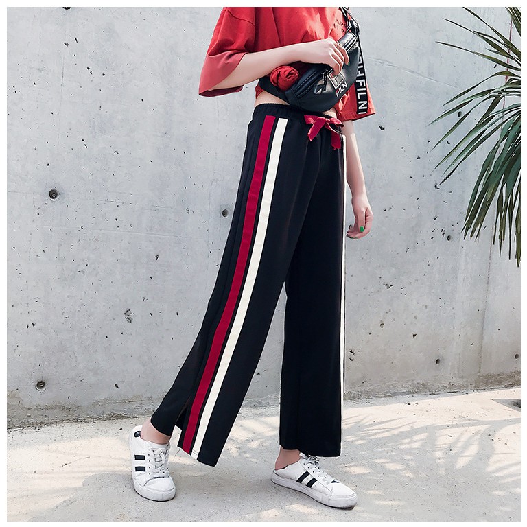 red pants with white side stripe
