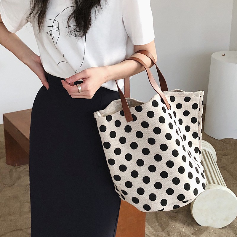 polka dot beach bag