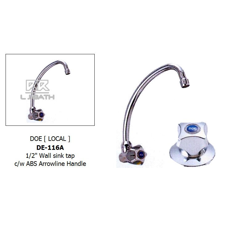 DOE [ LOCAL ] DE116A 1/2" Wall sink tap c/w ABS Arrowline Handle