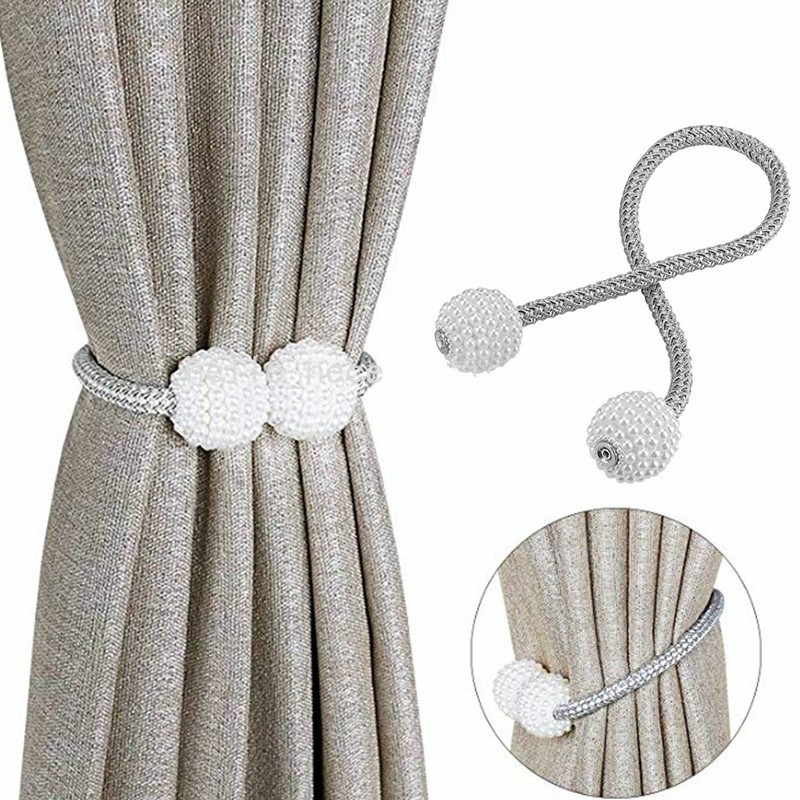 1pcs Magnetic Curtain Tiebacks Braided Ball Buckle Punch Free