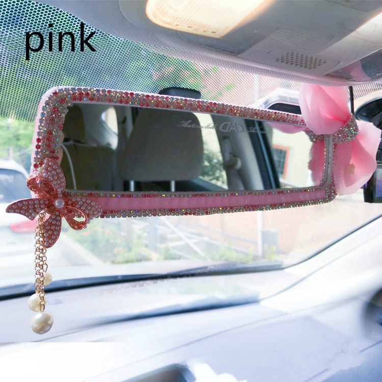 Car Rearview Mirror Decorative Rhinestones Butterfly Car Interior