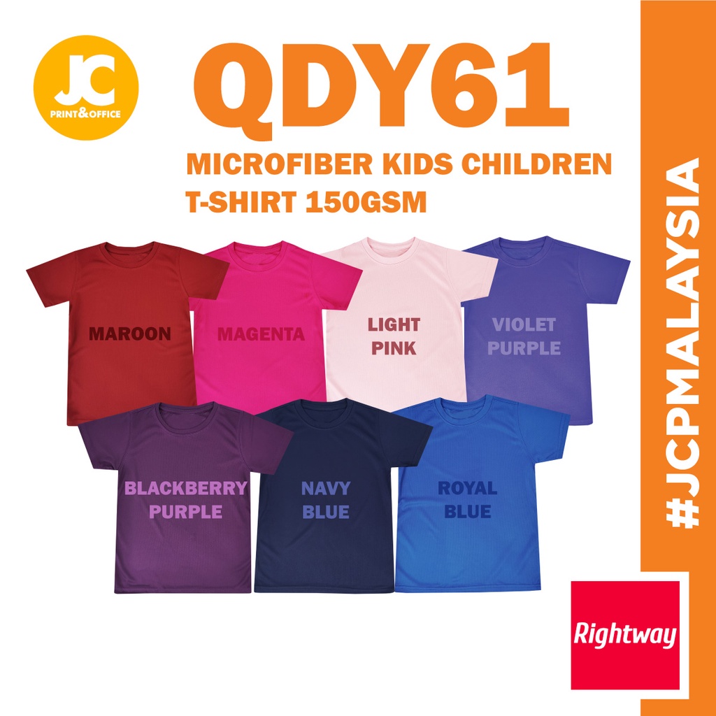 JCP x RIGHTWAY Best 100% Microfiber Kids T-Shirt QDY61 Youth Quick Dry Kids T-Shirt Baju Anak QDY61 Group C