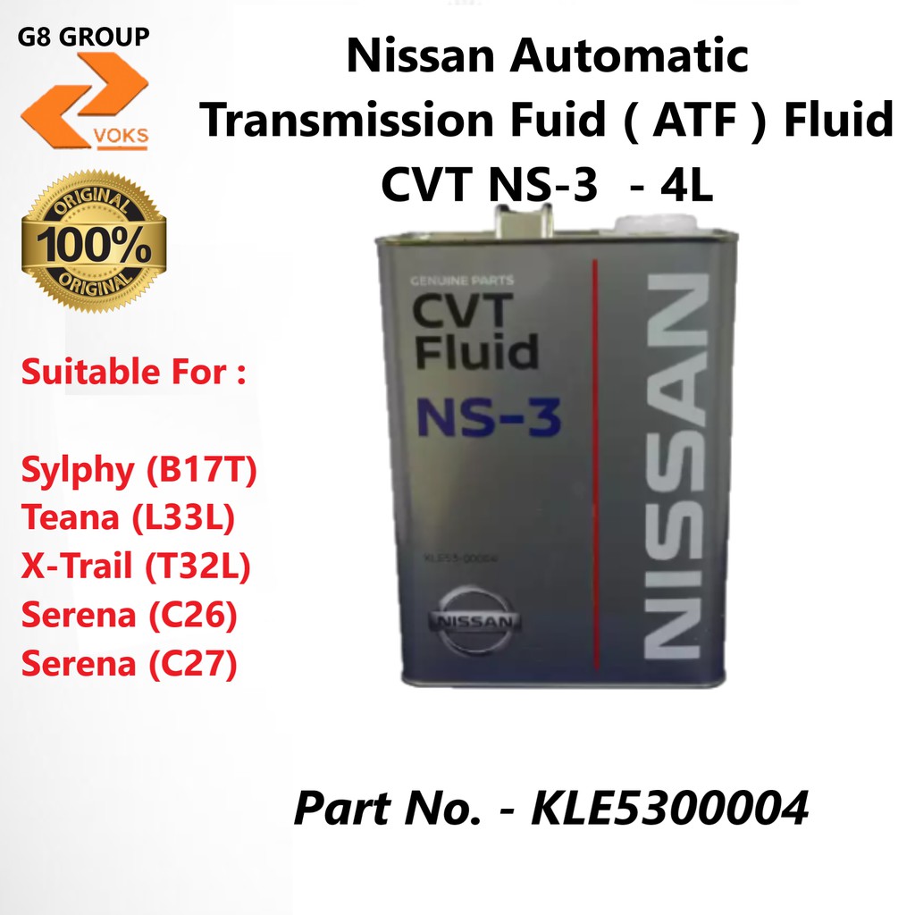 Nissan CVT Automatic Transmission Fluid NS3, 4 Litres (KLE53 00004
