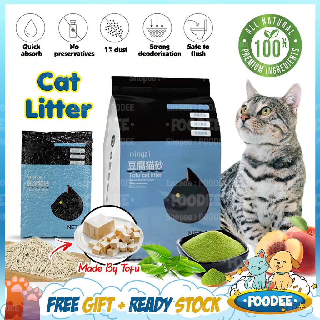 POODEE Tofu Cat Litter Clumping Pet Litter Natural 6L Water 