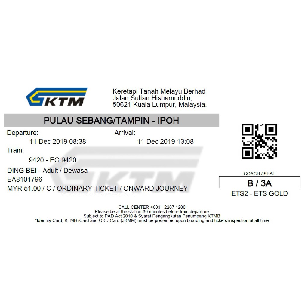 Ktmb online ticket