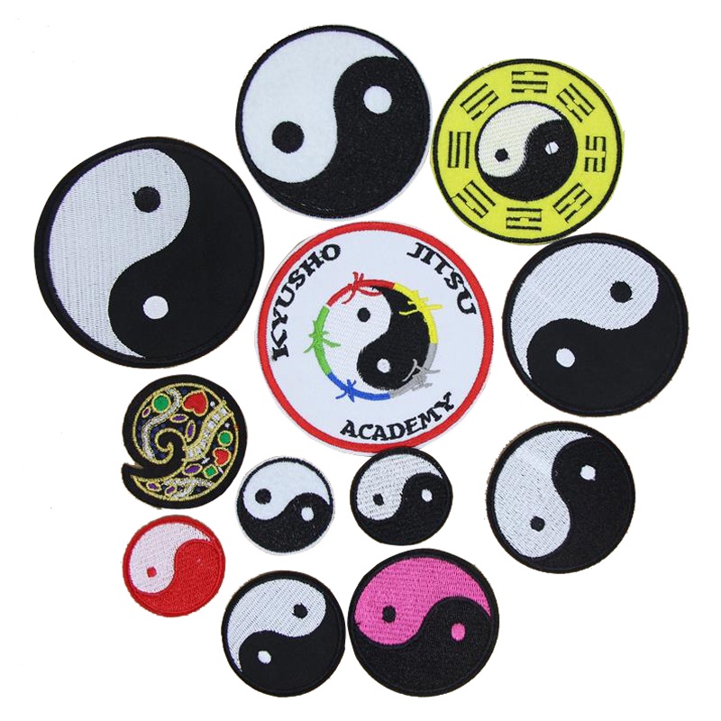 Tai Chi Bagua Series Yin Yangyang Fish Embroidery Cloth Stickers Clothes Badges Armbands Pants Patch Decals Have Adhesive Can Be Ironed Hand-Sewn Unique diy Materials Phone Case Decoration