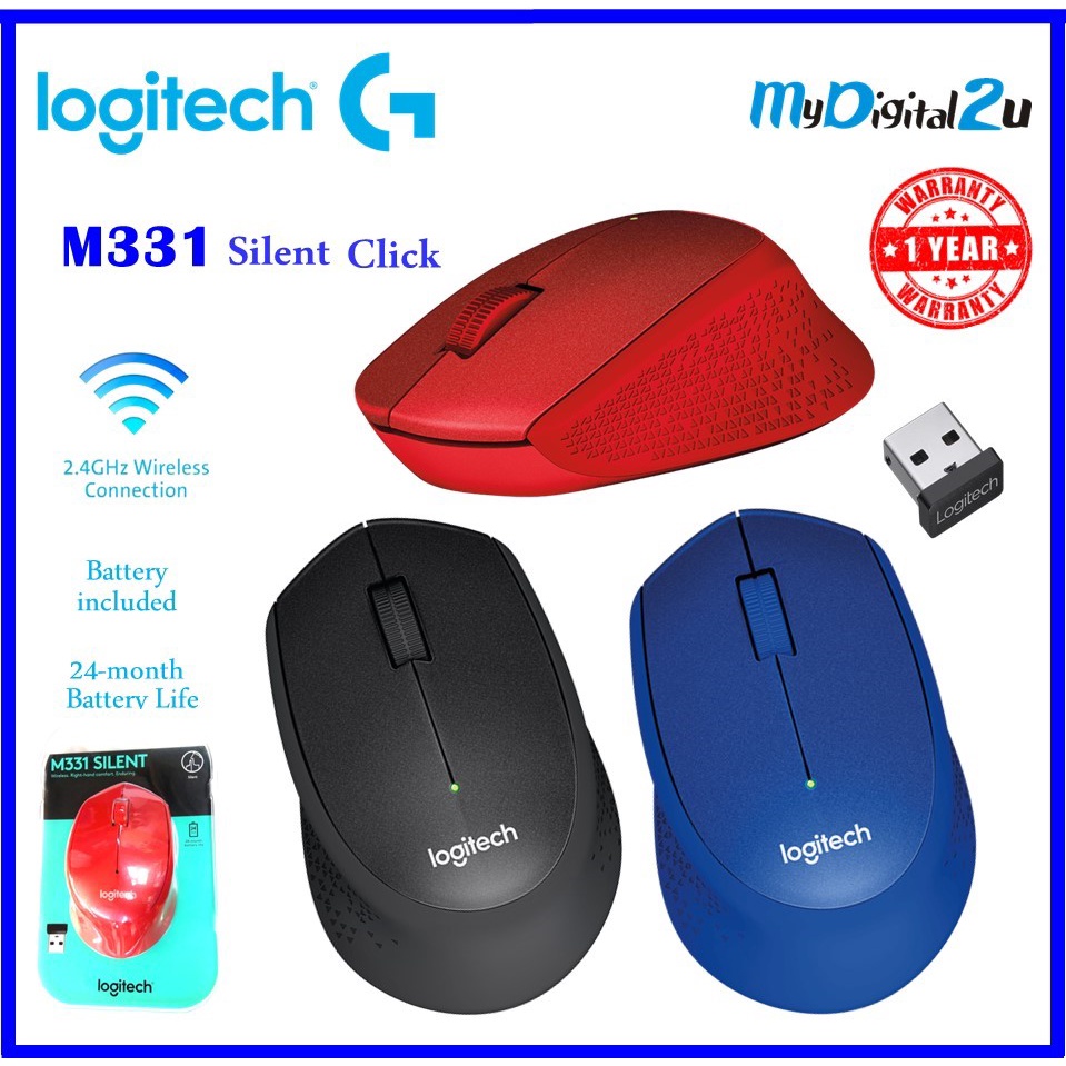 Logitech M331 Wireless Mouse SILENT PLUS ( Black / Blue / Red ...