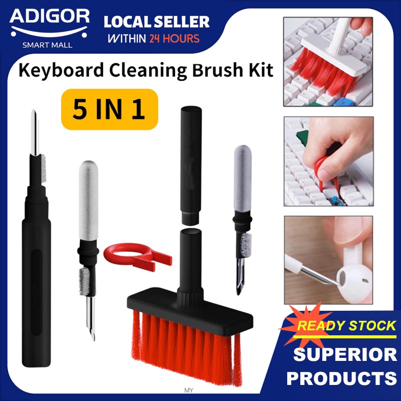 Computer Laptop Soft Brush Cleaning Kit for Pc Airpods MacBook Earphone Earbud Phone Earbud Keyboard Cleaning Kit with Keycap Puller 5 in 1 Keyboard Cleaner Brush 