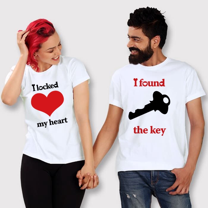 I Locked My Heart I Found The Key Lovers Couple Tshirt Summer Lovers Funny  Men Women Casual Tshirt Couple Tops Matching Clothing | Shopee Malaysia