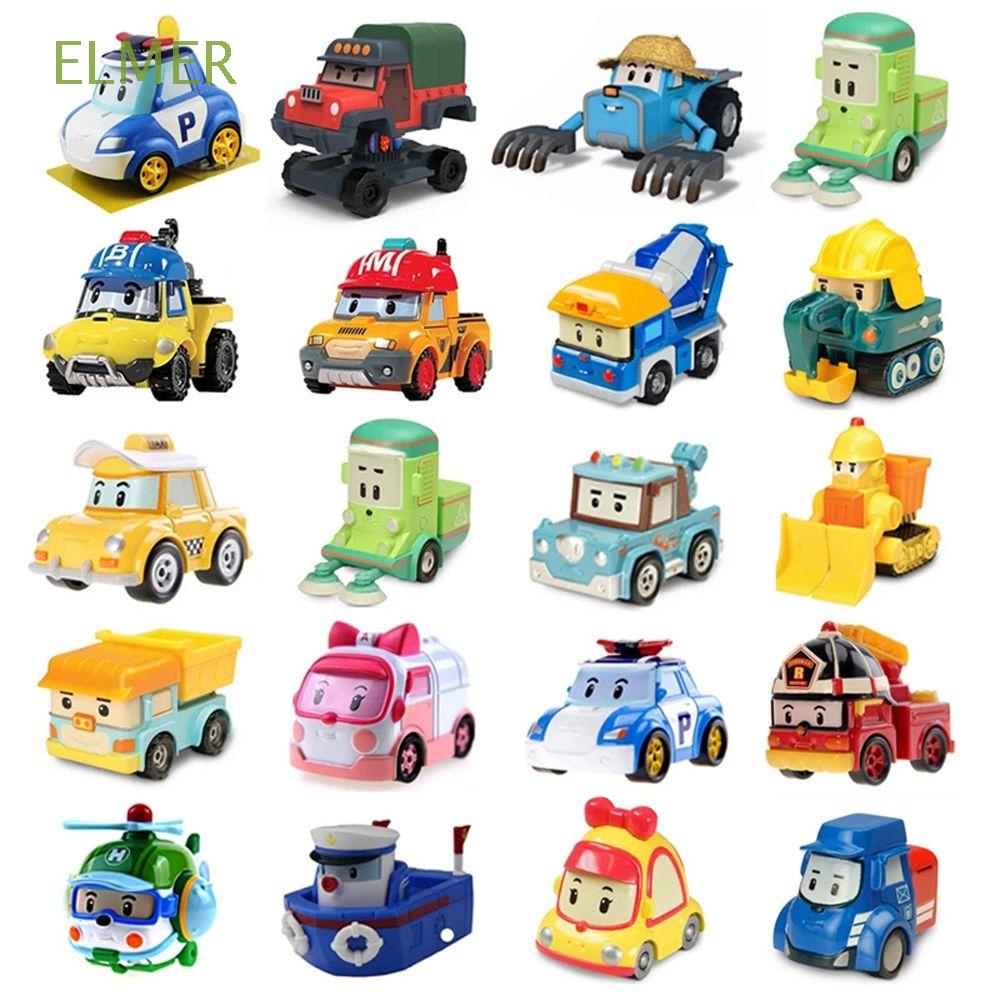 ELMER Cartoon Robocar Poli Toy Vehicles Metal Alloy Car Anba Roy Figure