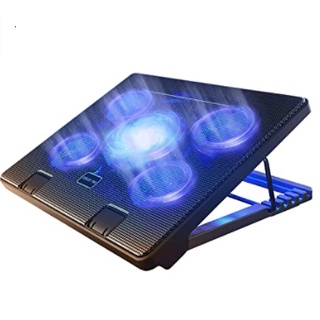 Kootek Laptop Cooling Pad 12”-17” Cooler Pad Chill Mat 5 Quiet Fans LED Lights and 2 USB 2.0 Ports Adjustable Mounts Lap