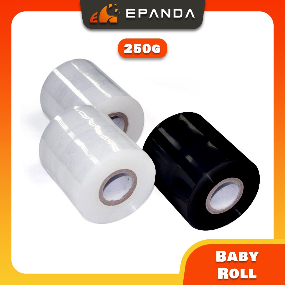 Epanda Stretch Film Baby Roll 100mm x 250g Black/Clear Wrapping Plastic