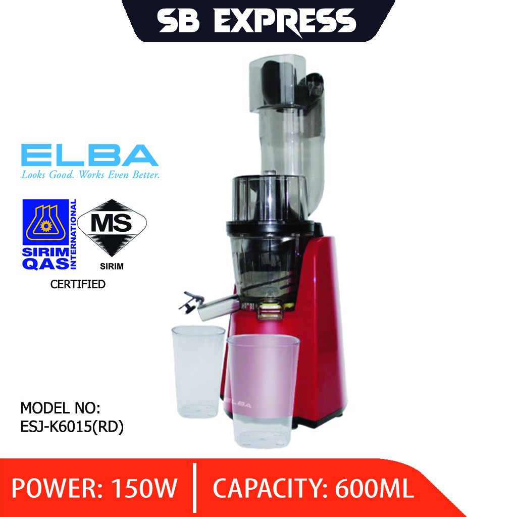 ELBA Slow Juicer / Cold Pressed Juicer ESJK6015(RD) SIRIM CERTIFIED Shopee Malaysia