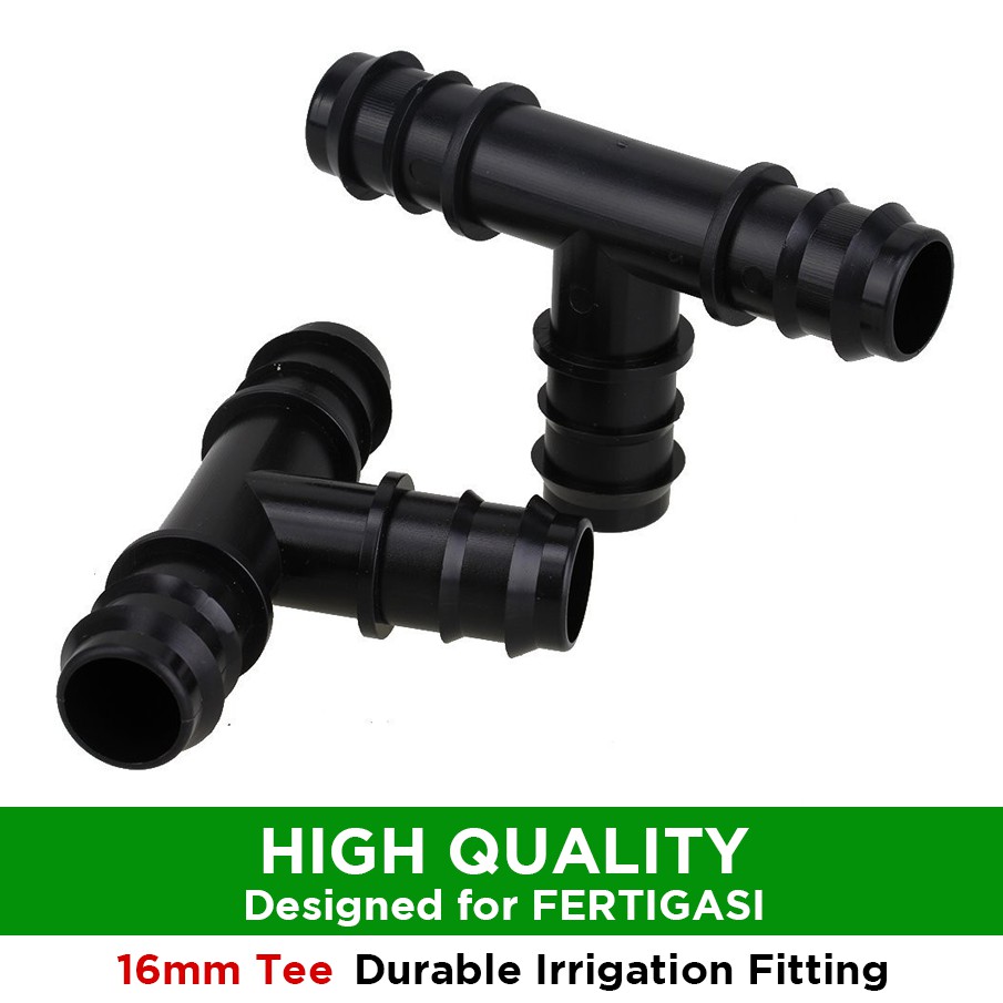 16mm Tee Joint Connector Polypipe Fertigasi polipaip Irrigation Fitting ...