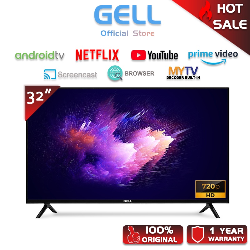 GELL Smart TV / Digital TV 32 inch LED TV With Android TV / WiFi / YouTube / MyTV