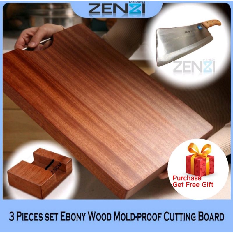 3 Pieces set Ebony Wood Moldproof Cutting Board Heavyduty Bone