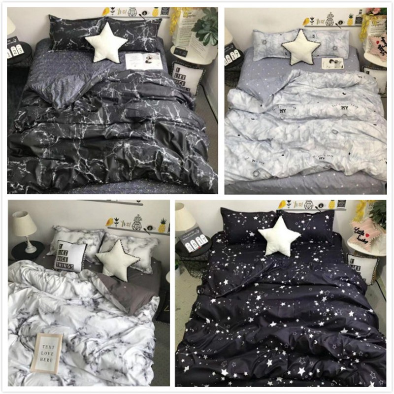 Ins Nordic Marbled Star Bedding Sets 4in1 High Quality Bedsheets Quilt Cover Sheets Pillow Cover Shopee Malaysia