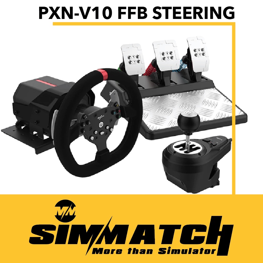 PXN V10 Force Feedback Racing Car Game Steering Wheel 900 Degrees H ...