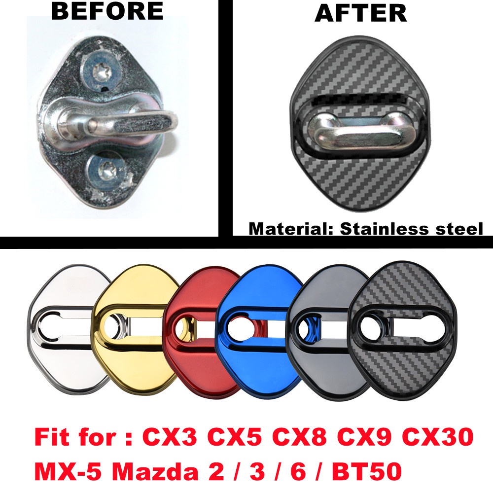 Multi Purpose 4PCS Car Door Lock Cover Mazda 2 3 6 CX3 CX5 CX8 CX9 CX30 MX-5 BT50 Auto Protect Case Decoration Essential - Image 4
