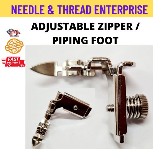 Adjustable Zipper & Piping Foot / Tapak Zip Boleh Laras Mesin Kepala