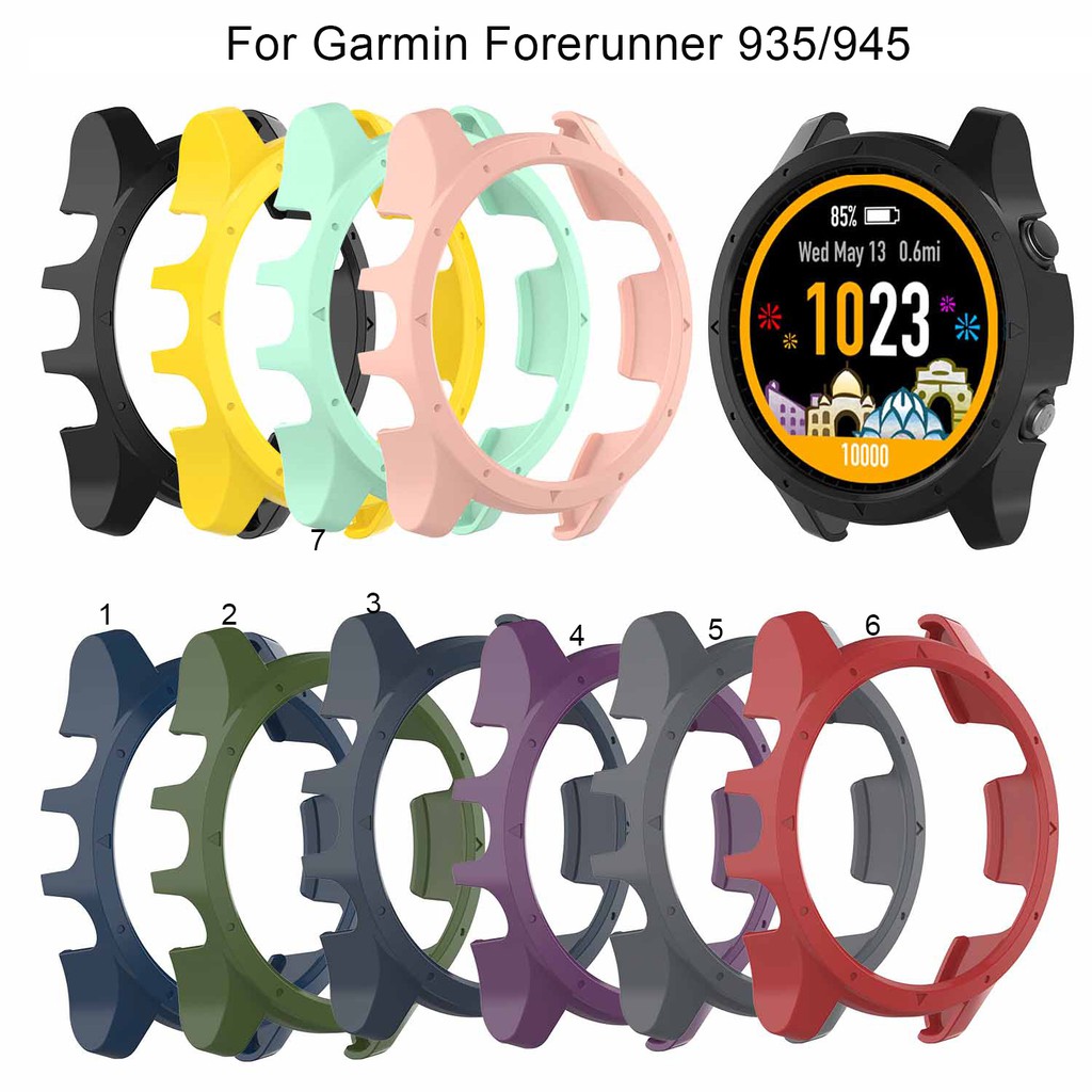 AWADUO for Garmin Forerunner 945 PC Transparent Protective Case Cover Shell PC Black Soft and Durable Smartwatch Protective Case for Garmin Forerunner 945/935 