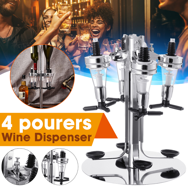 Desk Mounted 4 Station Liquor Dispenser Bar Butler Wine Dispenser Alcohol Bottle Dispenser Drinking Pourer Bar Accessories 245x245x515mm