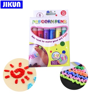 6 PCS Magic Popcorn Pen,Magic Colour DIY Bubble Popcorn Drawing Pens,Puffy Embellish Decorate Graffiti Stationery 