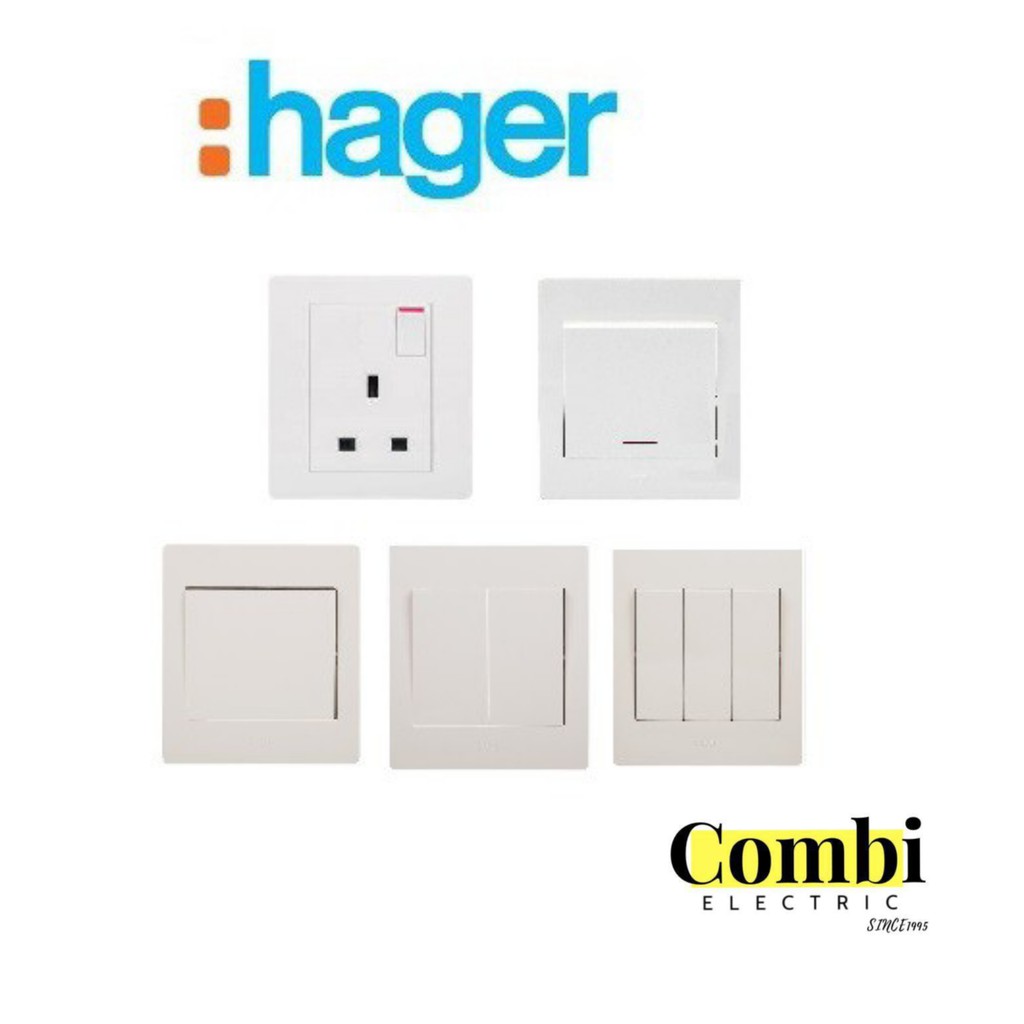 Hager Muse Switch / Socket / 20AX DP / 16AX 1G / 2G / 3G / 4G / TV