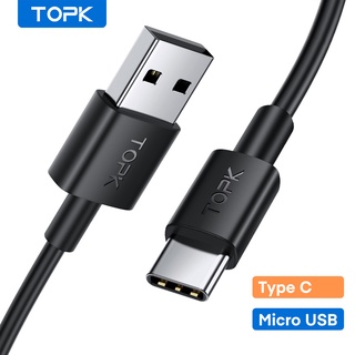 TOPK AN02 Micro USB Cable & Type C Charger Cable 3A Fast Charging TPE High Quality Phone Cables for Xiaomi Samsung Huawei