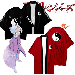 Japan Anime Tokyo Revengers Kurokawa Izana Cosplay Costume Cloak Black Red Tenjiku Uniform Kimono Unisex Shorts Hanagaki Takemichi Short-sleeve T-shirt Summer Casual Lengthen Streetwear Clothes