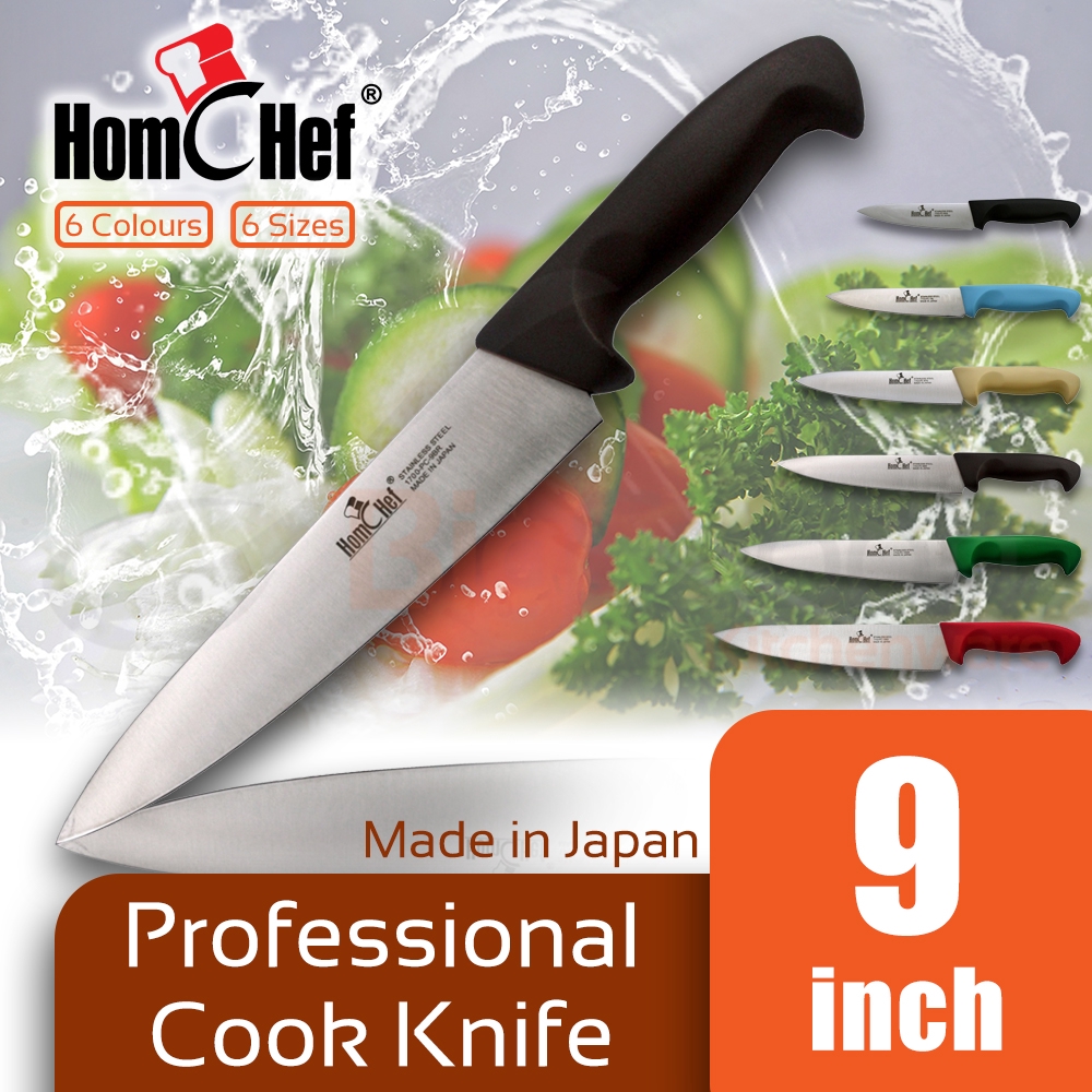 HOMCHEF 9 inch Professional Cook Knife Stainless Steel Chef Knife with Colour Coded Handle