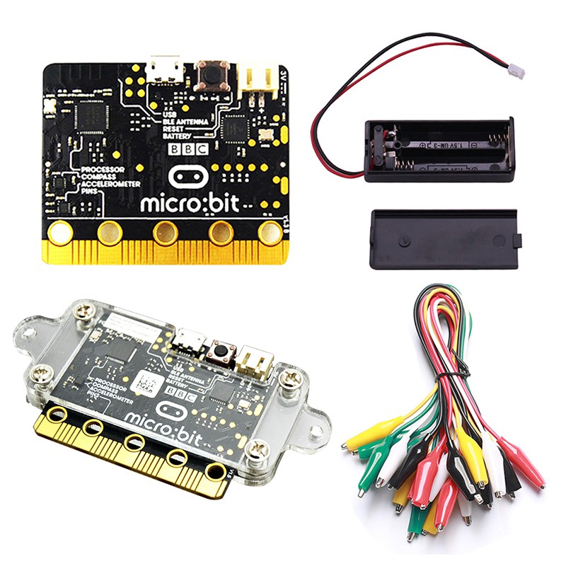 BBC Micro:bit Starter Kit Including Micro:bit Board with Acrylic Case + Battery Case + Alligator