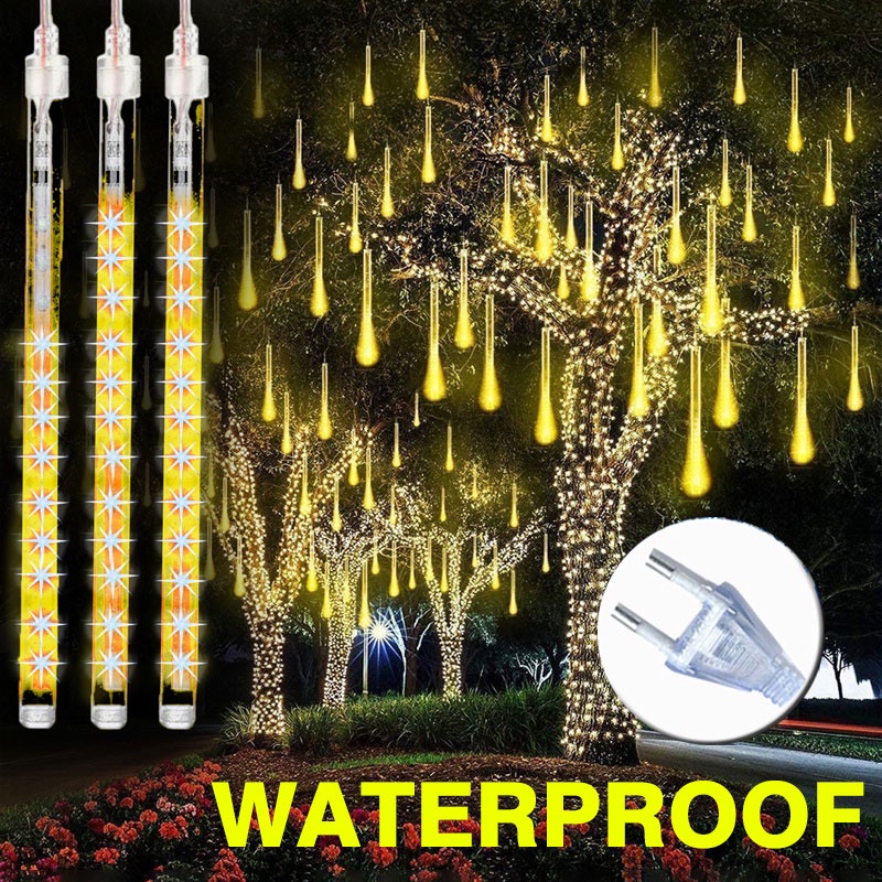 Waterproof LED 30CM 50CM Outdoor Meteor Meteorite Shower Drop Rain Tube