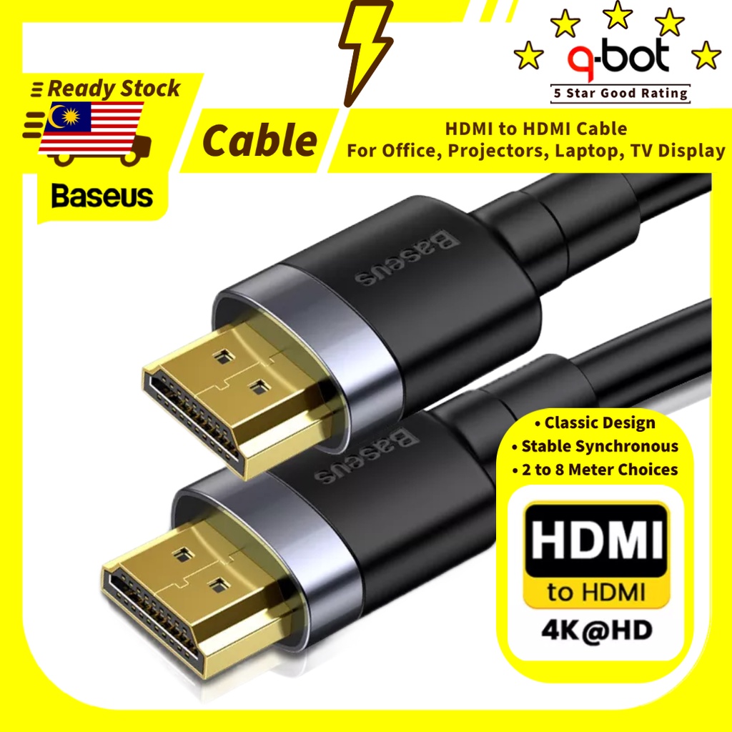 Baseus Orignal HDMI to HDMI Cable Extension 2 / 5 / 8 Meter for