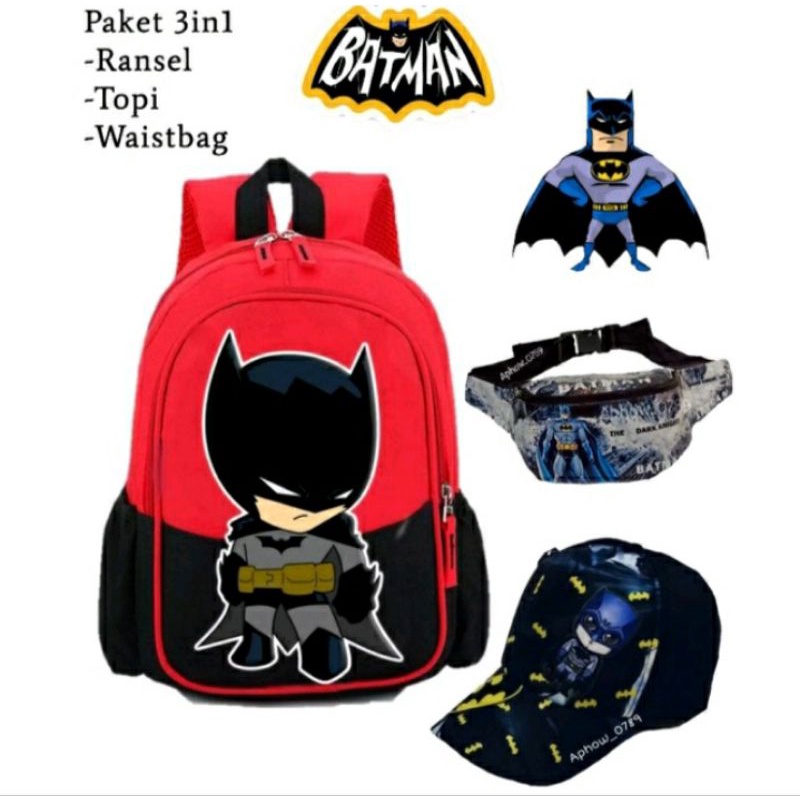 Savings Package 3in1 backpack batman backpack For School Kids | Paket Hemat  3in1 Ransel anak batman backpack anak sekolah termurah | Shopee Malaysia