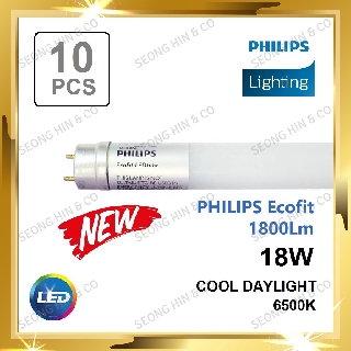 10pcs X Philips Ecofit Led Tube 4ft 18w Daylight Mentol Panjang Led Shopee Malaysia